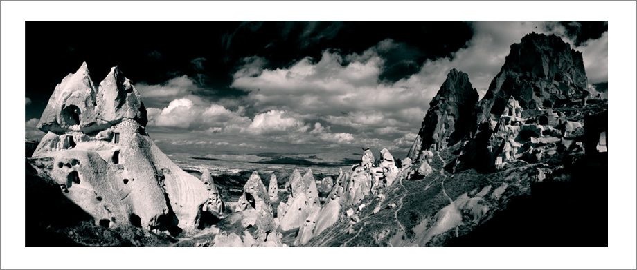Digital landscape panoramic photography of Uchisar castle, Cappadocia, Turkey