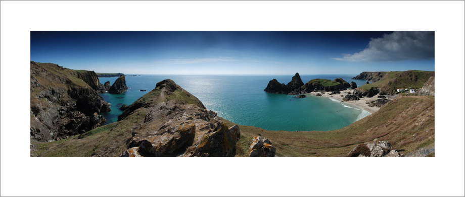 Digital landscape panoramic photography of Kynance Cove, The Lizard peninsula, Cornwall.