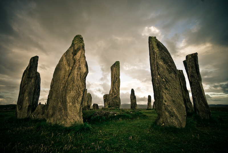 Digital photograph image of The Callanish Calanais stone circle at dawn, Isle of Lewis, Outer Hebrides, Scotland