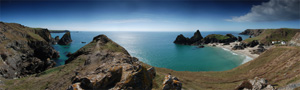 digital panoramic photograph of Kynance Cove, Cornwall 