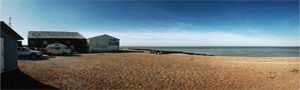 digital panoramic photograph of beach bar and restaurant Whistable, North Kent