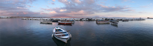 digital panoramic photograph of  St Michael's Mount, sunset, Cornwall