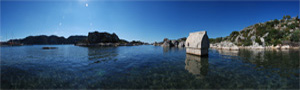 digital panoramic photograph of The Minack Theatre, Porthcorno, Cornwall